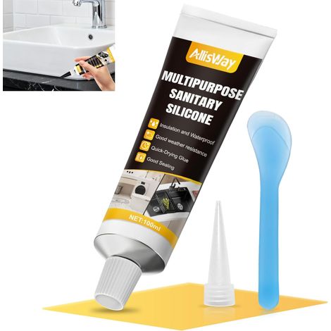 Silicone Noir Salle de Bain, Silicone Noir,Étanche et Scellé,Haute Ténacité  Joint silicone, Convient pour Sceller les Joints D'éviers de Toilettes de Carrelages et de Baignoires, 100 ml (1/5)