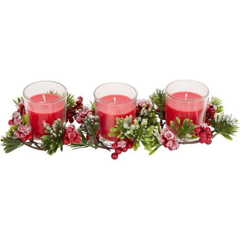 Set di 3 candele profumate da tavolo, rosse, 45 g - Feeric lights & christmas (1/3)