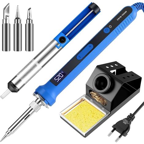 Tin Soldering Iron 100W with LCD Digital Display  Adjustable Temperature 180°C-550°C and Fast Heating  for Electronics and Precision Repair (1/5)