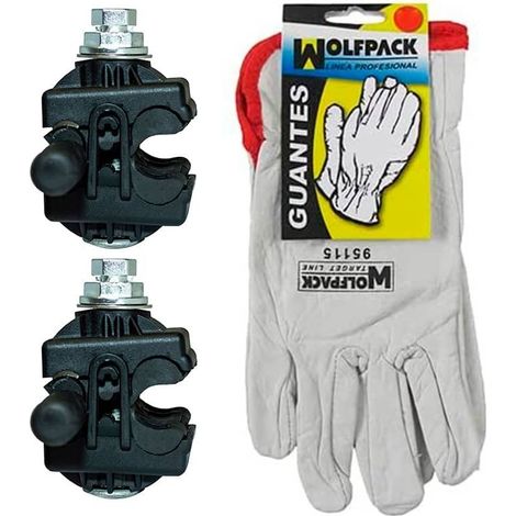 Pack 2 Conectores aéreos perforación de 6/150mm² y salida de 4/35mm² más Guantes de piel (1/5)