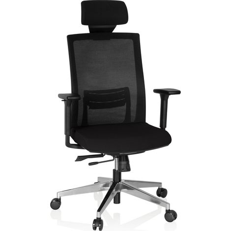 Chaise bureau / fauteuil CAPTIVA assise tissu / dossier maille noir / noir hjh OFFICE