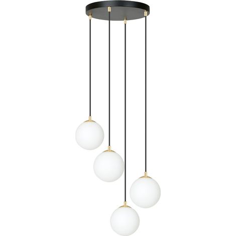 Lampadario Emibig Royal 4, 4xE14, vetro bianco nero oro (1/5)
