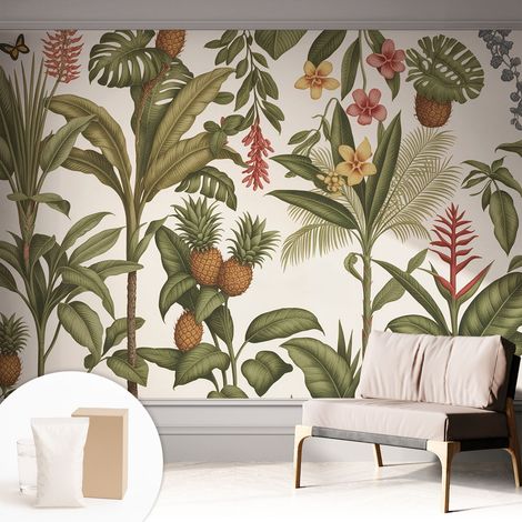 Newroom Tapete Dekorative Vliestapete mit Kleber Modern für Wohnzimmer Schlafzimmer Exotische Natur 312x219 cm (1/5)