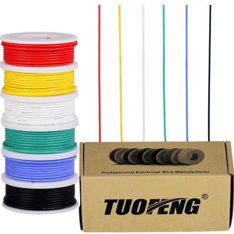 6 Bobines Fil électrique 22 AWG, Cuivre étamé Silicone flexible 600V, Pour RC et bricolage (1/5)
