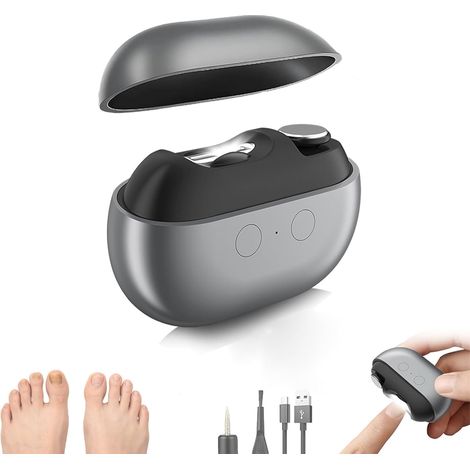 Coupe-Ongles Intelligent pour Personnes Âgées - Appareil Électrique Rechargeable et Silencieux Sans Fil avec Lumière LED, Soin des Ongles Indolore à Domicile (Gris) (1/5)
