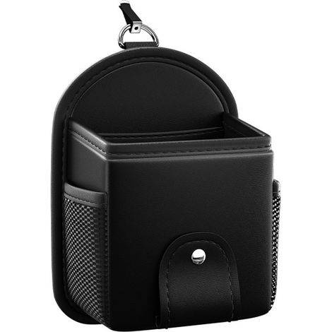 Sac de ventilation d'intérieur de voiture en cuir PU, organisateur universel pour lunettes de soleil avec clip, sac de rangement pour téléphone, pièces de monnaie, clés, porte-cartes et petits objets (1/4)