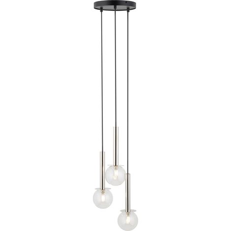 Suspension DAISY Sigma noire/argent, 3 globes verre G9 (1/2)