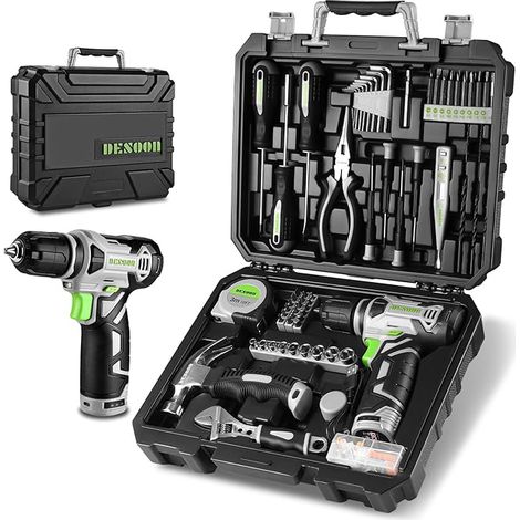 Tool Box 151 Pieces: Complete Tool Case with 12V Cordless Drill for Repair, Maintenance and Work (1/5)