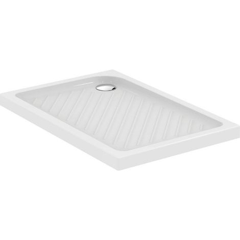 Porcher – Receveur de douche rectangulaire à poser 120x80 cm – En grès fin blanc – Fond à relief pour sécurité – Hauteur 7 cm (1/2)