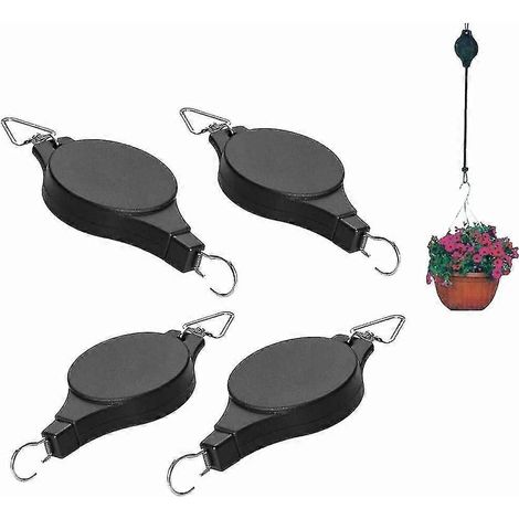 4 Stück einziehbare Pflanzenrollen, verstellbare Haken zum Aufhängen von Blumenkörben, kompatibel mit (1/5)