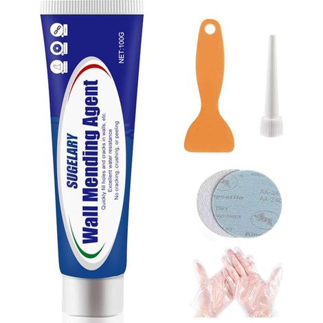 Crème de Réparation Murale, Enduit de Rebouchage Imperméable et à Séchage Rapide, Enduit de Rebouchage Pâte de Murs qui Répare Efficacement les Rayures, Trous, Fissures, Graffitis (100g -1 pièce) (1/5)