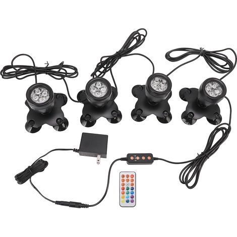 Projecteur LED sous-marin IP68 - Modèle étanche ABS, base réglable 360°, 13 couleurs statiques, télécommande incluse pour bassin et jardin