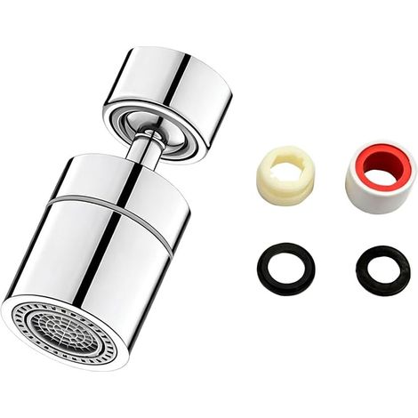 Rubinetto da cucina girevole a 360°, prolunga in acciaio inossidabile con 2 modalità di spruzzo, cappuccio spray per M22/M24, include 2 adattatori per vasca e lavello, acciaio inossidabile e risparmio (1/5)