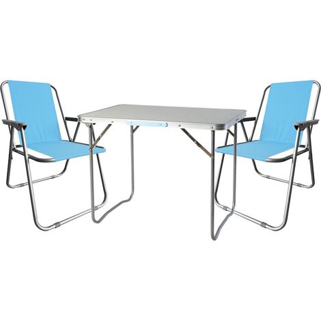3-teiliges Campingmöbel Set 70x50xH59cm-MMC330870+2xMMCS1003-Hellblau (1/4)