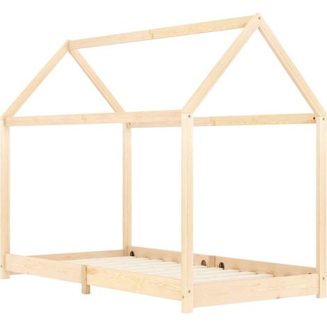 Lit enfant pour 1 personnes, Structure de lit, Assemblage Facile, Bois de pin massif 90 x 200 cm OIB1569E (1/5)