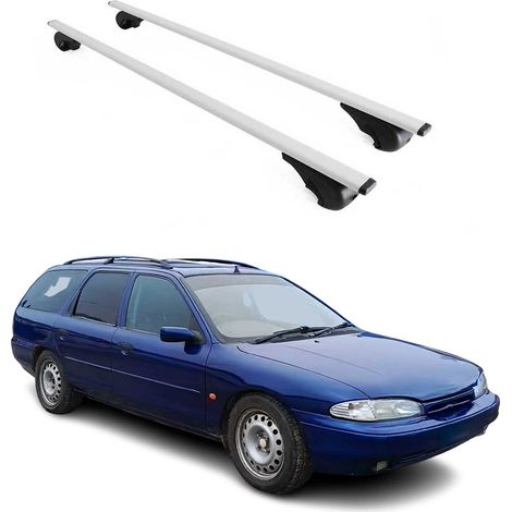 OMAC Dachträger Querträger für Ford Mondeo I Kombi 1993-2001 – Abschließbar – Max. 75 kg – 2 Stangen Stahl Silber (1/5)