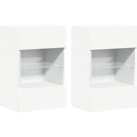 Meubles muraux avec lumières LED pour TV 2 pcs,Banc TV,Armoire TV blanc 40x30x60,5 cm CFW620121 (1/5)