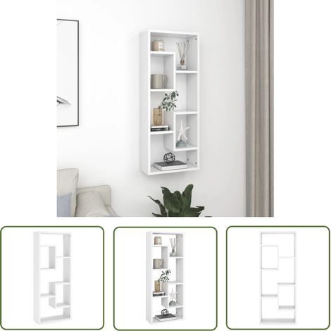 The Living Store Wandregal Weiß 36x16x90 cm Holzwerkstoff - Wand Regal - Holzregal - Weißes Regal - Regal Dekoration - Aufbewahrungslösung (1/5)