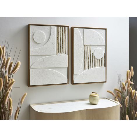 Cuadro Abst. Blanco Relieves Y Cuerdas 42X62 Cms. S/2 42X4X62 Cms (1/3)