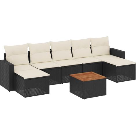 Set Divani da Giardino con Cuscini 8 pz Nero in Polyrattan vidaXL (1/5)