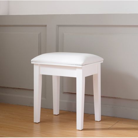 Taburete tocador acolchado blanco madera OKMYHOME (1/5)