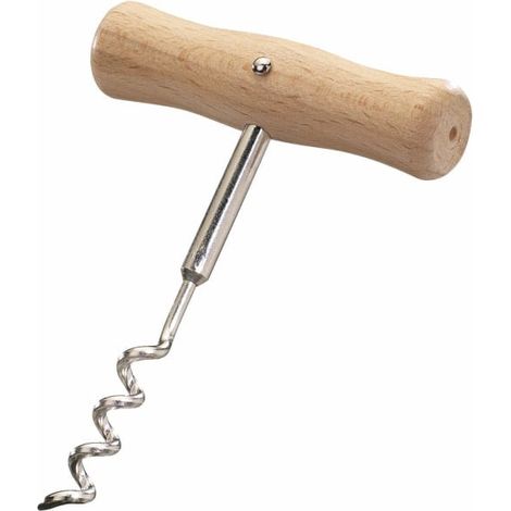 Tire-bouchon spiralé, longueur : 9,5 cm, bois/acier, aspect boisé, brun clair/argenté-AquaForge (1/5)