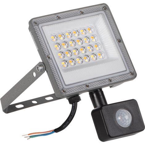 Projecteur LED 20W - Détecteur PIR - CCT 3 températures - IP44 - Gris (1/5)
