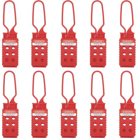 10 Stück Lockout Haspe 6 Löcher Isolierung Tagout Haspe Multi-Personen-Management Sicherheitsvorhängeschloss Verriegelungshaspe für die Wartung von Industrieanlagen