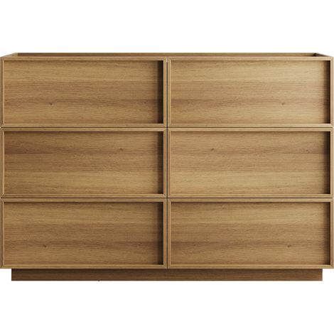 Kommode mit 6 Schubladen und Metallschienen für Schlafzimmer und Flur aus MDF und Spanplatte 115 × 48 × 78 cm Eiche (1/5)