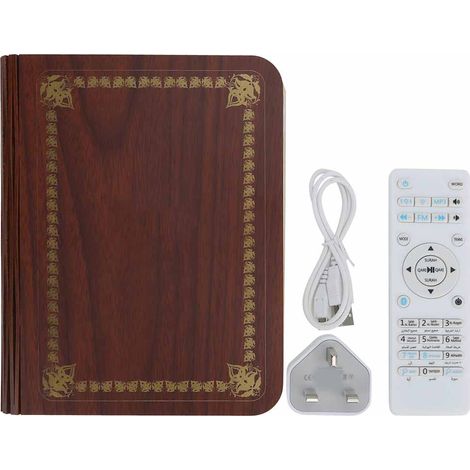 Lampe livre LED pliable, prise UK 100-240V, veilleuse avec haut-parleur Coran, télécommande, gradation. (1/5)