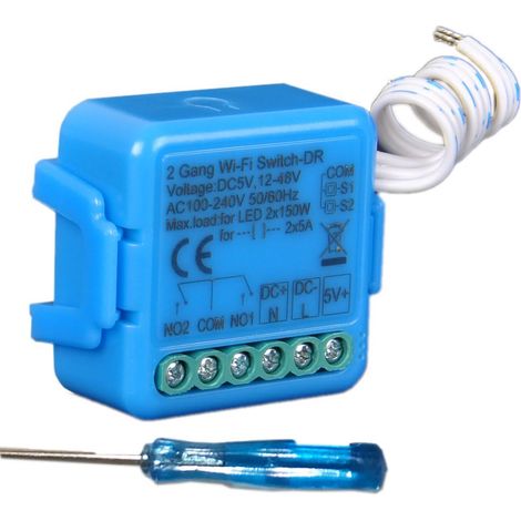 Module Relais Intelligent WiFi,interrupteur à contact sec Intelligent DC 12-48V/AC 100-240V, 2 canal Compatible avec smartlife app (1/5)