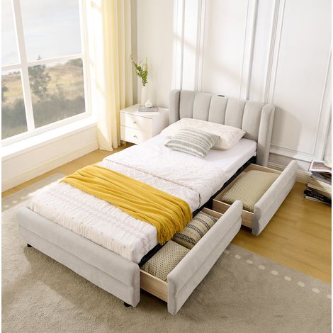Cama 90x200 con almacenaje lateral y USB OKMYHOME (1/5)