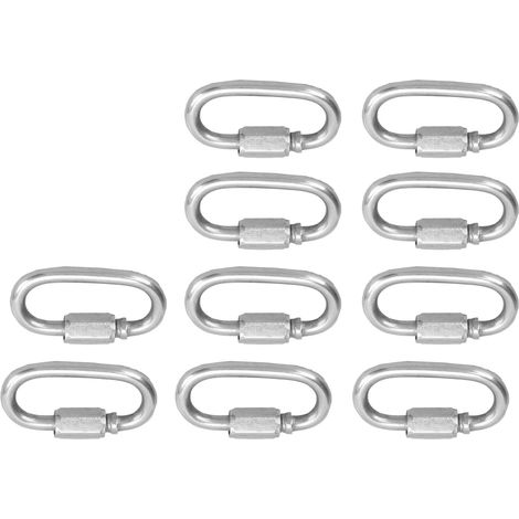 10 maillons rapides M5 en acier inoxydable, maillon de chaîne robuste à vis de verrouillage, mousqueton en forme de D pour extension de chaîne (1/5)