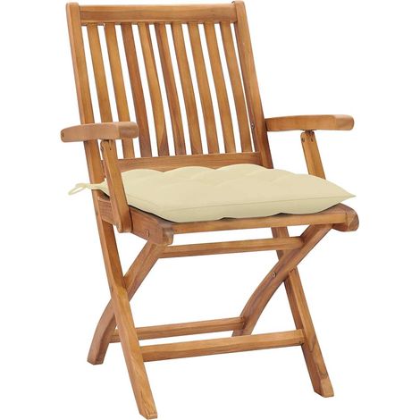 Maison Exclusive - Sedie pieghevoli con cuscini, 4 pezzi, in legno massello di teak. (1/5)