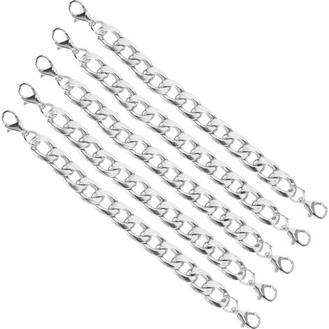Lot de 5 maillons de chaîne en métal argenté, fermoir double tête pour coque de téléphone DIY, accessoire sac fait main (1/5)