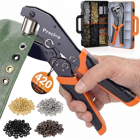 Kit de Pince à œillet Avec Coffret, Comprenant Quatre Couleurs œillet Couture 6 Mm (420 Pièces), Idéal Pour Bâches, Tissu, Toile, Carton, Bannières En PVC Et Le Bricolage (1/5)
