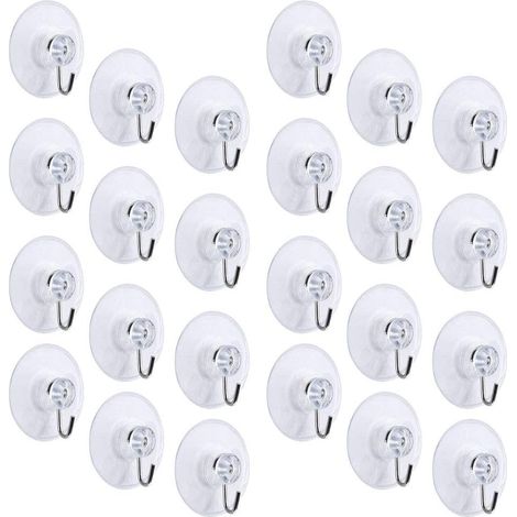 Crochet Ventouses 24pcs Crochets Ventouse Salle de Bain 40mm Ventouse Crochet Transparent Crochet de la Serviette en PVC pour Accrocher Colliers Serviette
