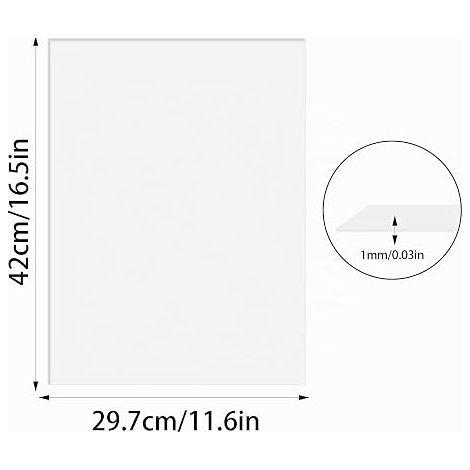 Plaque Acrylique Transparent , Feuille Acrylique Transparente 1mm, Plaque Plastique Cadres Photo, Expositions de Projets, Peintures 42 x 29.7cm(A3) (1/3)