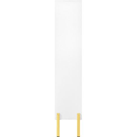 Meuble à chaussures moderne blanc avec pieds dorés, 3 portes, capacité élevée, idéal entrée ou balcon (1/5)