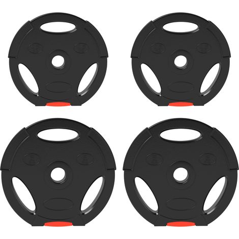 Set 4 dischi pesi: 2 x 2,5 kg e 2 x 5 kg, foro 2,5 cm, nero HOMVRA (1/5)