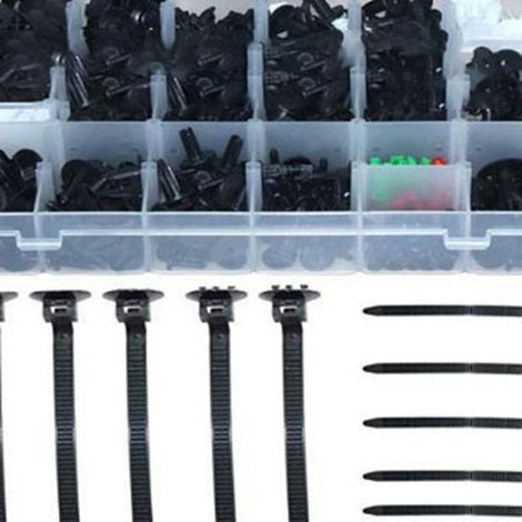 (Exclusivité Chili) (Aucun échantillon requis, traitement uniquement) Kit de 460 rivets d'expansion en plastique pour garniture de panneau de porte de voiture, pare-chocs et garniture décorative. (1/5)