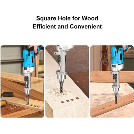 Adaptateur de Foret à Trou carré, Fixation de Mortaisage en Alliage D'aluminium pour Perceuse à Main/perceuse à Colonne, Forets à Trou carré de 38 à 43 Mm de Diamètre pour le (1/5)