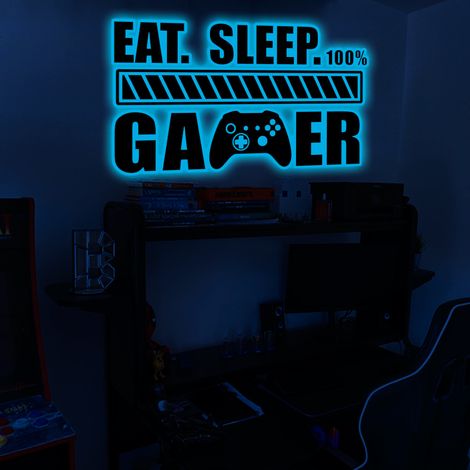 Sticker mural de jeu phosphorescent bleu foncé Gamer Boy Stickers muraux en vinyle pour jeu vidéo Décoration murale pour contrôleur de jeu pour chambre de garçon (1/3)