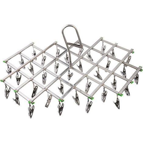 Étendoirs en Acier Inoxydable avec 35 Pinces à Linge pour Chaussettes, Shorts, sous-Vêtements et Vêtements de Bébé (1/5)
