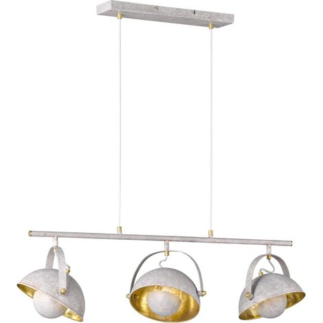 Pendelleuchte Esszimmer Weiß Gold Retro Design verstellbar 3x E14 Hängelampe
