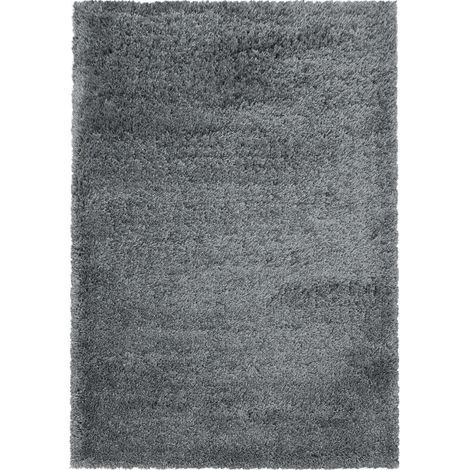 Tapis Salon Shaggy Poils Longs Fibre Doux MOELLEUX (Gris - 200x290cm) (1/5)