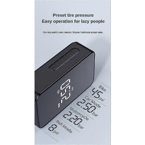 Pompe à air rechargeable avec compresseur de pompe de gonflage de pneu portable sans fil sans fil grand écran pour (1/5)