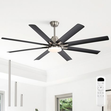 Ventilador de techo Sofucor de 132 cm con luz — Moderno, con mando a distancia, motor CC reversible y 8 aspas de ABS — Gris (1/5)