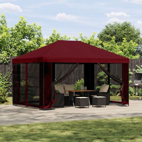 vidaXL Abri de jardin avec parois 4 × 3 m Bordeaux Polyester et Acier