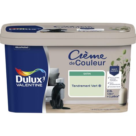 [PROMO] Peinture Crème De Couleur Satin Tendrement Vert 2,5 L - Dulux Valentine